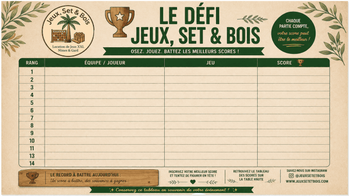 Animation : le Défi Jeux, Set & Bois